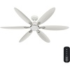 image:imageHunter Fan 60 inch Ceiling Fan with Light and Remote Outdoor or Indoor White Ceiling Fan for Porch Living Room Office Kitchen Garage 6 Blades Renewed