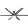 image:imageHunter Fan 60 inch Contemporary Matte Silver Finish Outdoor Ceiling Fan with LED Light Kit Renewed