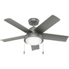image:imageHunter Fan Company 51440 Seawall Ceiling Fan 44 Matte Silver  WeatherMax coastal design for outdoor spaces SureSpeed high velocity airflow LED light and pull chain controlMatte Silver