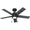 image:imageHunter Fan Company 51707 Erling Ceiling Fan Matte Black  Standard Mount Pull Chain 5 Blades For Bedroom Living Room Kitchen 51707Matte Black