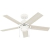 image:imageHunter Fan Company 51707 Erling Ceiling Fan Matte Black  Standard Mount Pull Chain 5 Blades For Bedroom Living Room Kitchen 51707Matte White