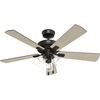 image:imageHunter Fan Company 52534 52 inch Crestfield HunterExpress Easy Install Matte Silver Ceiling Fan with LED Light Kit and Pull Chain  with LED Lights and Pull Chain Standard Mount For Bedroom Living Room Kitchen 35 inch Downrod 52534Noble Bronze