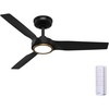 image:imageHunter Fan Outdoor or Indoor Ceiling Fan 44 in Matte Black Ceiling Fan with Light and Remote for Patios Living Room Bedroom Porch Garage 3 Blades Renewed