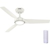 image:imageHunter Fan Outdoor or Indoor Ceiling Fan 44 in White Ceiling Fan with Light and Remote for Patios Living Room Bedroom Porch Garage 3 Blades Renewed