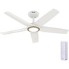image:imageHunter Fan Outdoor or Indoor Ceiling Fan 44 in White Ceiling Fan with Light and Remote for Patios Living Room Bedroom Porch Garage 5 Blades Renewed