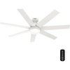 image:imageHunter Fan Outdoor or Indoor Ceiling Fan 60 in Fresh White Ceiling Fan with Light and Remote for Patios Living Room Bedroom Garage 7 Blades Renewed