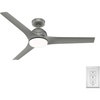 image:imageHunter Gallegos Outdoor or Indoor Ceiling Fan 52 inch Matte Black  with LED Light Standard Mount Wall Control Quiet 3 Blades For Patio Porch Garage 51585Matte Silver