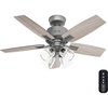 image:imageHunter Gatlinburg Indoor Ceiling Fan 5 Blades 52 inch Matte Silver  with LED Lights and Remote Control Standard Mount For Bedroom Living Room Kitchen 52431Matte Silver