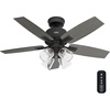 image:imageHunter Gatlinburg Indoor Ceiling Fan 5 Blades 52 inch Matte Silver  with LED Lights and Remote Control Standard Mount For Bedroom Living Room Kitchen 52431Matte Black