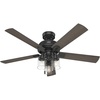 image:imageHunter Hartland Indoor Ceiling Fan with LED Lights 52 inch Matte Black  Standard Mount Pull Chain 5 Blades For Bedroom Living Room Kitchen 51745Matte Black