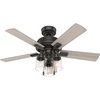 image:imageHunter Hartland Indoor Ceiling Fan with LED Lights 52 inch Matte Black  Standard Mount Pull Chain 5 Blades For Bedroom Living Room Kitchen 51745Noble Bronze