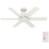 image:imageHunter Kennicott Outdoor or Indoor Ceiling Fan 52 inch Matte Silver  No Light Standard Mount Wall Control 6 Blades For Living Room Patio Porch Garage 51179Fresh White