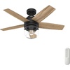 image:imageHunter Margo Indoor Ceiling Fan Standard Mount 52 inch Textured White  with LED Light and Remote Control Quiet 5 Blades For Bedroom Living Room Kitchen 52336Matte Black
