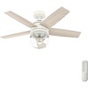 image:imageHunter Margo Indoor Ceiling Fan Standard Mount 52 inch Textured White  with LED Light and Remote Control Quiet 5 Blades For Bedroom Living Room Kitchen 52336Textured White