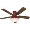 image:imageHunter Mill Valley Outdoor or Indoor Ceiling Fan 52 inch Barn Red  with LED Light Rustic Low Profile Mount Pull Chain For Bedroom Living Room Patio 59312Barn Red