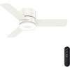image:imageHunter Minimus Indoor Ceiling Fan Modern Quiet 44 inch Brushed Nickel  with LED Light Low Profile Flush Mount Remote Control 3 Blades For Bedroom Living Room 59454Fresh White