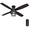 image:imageHunter Port Royale Outdoor or Indoor 52 inch Natural Black Iron  Ceiling Fan with LED Light and Remote Control Standard Mount 4 Blades For Living Room Patio Porch 50391Natural Black