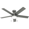 image:imageHunter Sea Point Outdoor or Indoor Ceiling Fan 52 inch Matte Silver  with LED Light and Pull Chain Standard Mount 5 Blades For Living Room Patio Porch Garage 51682Matte Silver