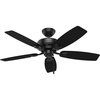 image:imageHunter Sea Wind Outdoor or Indoor Ceiling Fan 48 inch Matte Black  No Light Low Profile Flush Mount 5 Blades For Living Room Patio Porch Garage 53118Black
