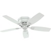 image:imageHunter Sea Wind Outdoor or Indoor Ceiling Fan 48 inch Matte Black  No Light Low Profile Flush Mount 5 Blades For Living Room Patio Porch Garage 53118White Finish