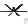 image:imageHunter Solaria Outdoor or Indoor Ceiling Fan Quiet 72 inch Fresh White  with LED Light Standard Mount Wall Control 6 Blades For Patio Porch Garage 51477Matte Black