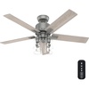 image:imageHunter Techne Indoor Ceiling Fan Smart Quiet 52 inch Matte Black  with LED Lights and Remote Control Standard Mount 5 Blades For Bedroom Living Room Kitchen 52311Matte Silver