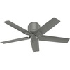 image:imageHunter Terrace Cove Outdoor or Indoor Ceiling Fan 44 inch Matte Silver  No Light Low Profile Mount Pull Chain 5 Blades For Living Room Patio Porch Garage 51582Matte Silver