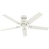 image:imageHunter Windbound Outdoor or Indoor Ceiling Fan 52 inch Matte Black  No Light Standard Mount Pull Chain 5 Blades For Living Room Patio Porch Garage 51459Matte White
