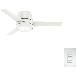 image:imageCasablanca Commodus Indoor Ceiling Fan 3 Blades 54 inch Fresh White  with LED Light Low Profile Flush Mount Wall Control For Bedroom Living Room Kitchen 59571Fresh White