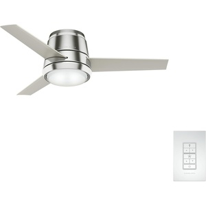 image:imageCasablanca Commodus Indoor Ceiling Fan 3 Blades 54 inch Fresh White  with LED Light Low Profile Flush Mount Wall Control For Bedroom Living Room Kitchen 59571Brushed Nickel