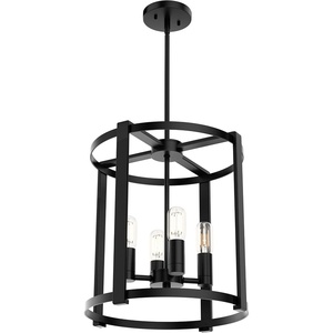 image:imageHunter  Astwood 4Light Matte Black Medium Size Chandelier Dimmable Caged Style Drum Shaped for Bedrooms Kitchens Dining Living Rooms  19003Matte Black