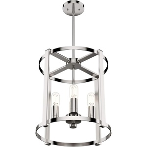 image:imageHunter  Astwood 4Light Matte Black Medium Size Chandelier Dimmable Caged Style Drum Shaped for Bedrooms Kitchens Dining Living Rooms  19003Polished Nickel