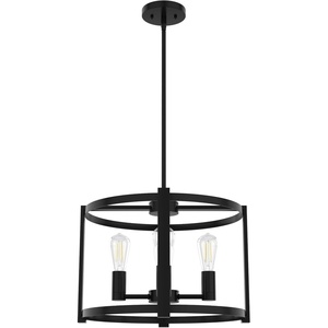 image:imageHunter  Astwood 4light Brushed Nickel Medium Size Chandelier Dimmable Caged Style Drum Shaped for Bedrooms Kitchens Dining Living Rooms  19134Matte Black
