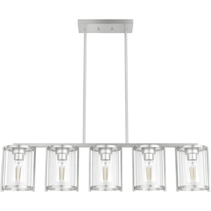 image:imageHunter  Astwood 5light Brushed Nickel Large Chandelier Dimmable Caged Style Linear Shaped for Bedrooms Kitchens Dining Living Rooms  48012