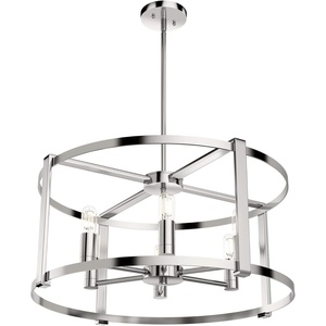 image:imageHunter  Astwood 6Light Polished Nickel Large Chandelier Dimmable Caged Style Drum Shaped for Bedrooms Kitchens Dining Living Rooms  19000