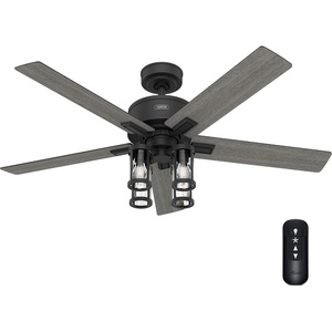 image:imageHunter  Astwood II Indoor Ceiling Fan With Light Remote 52inch Casualstyle 4speed WhisperWind Motor Ceiling Fans for living rooms bedrooms home offices kitchens Matte BlackMatte Black