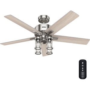 image:imageHunter  Astwood II Indoor Ceiling Fan With Light Remote 52inch Casualstyle 4speed WhisperWind Motor Ceiling Fans for living rooms bedrooms home offices kitchens Matte BlackBrushed Nickel
