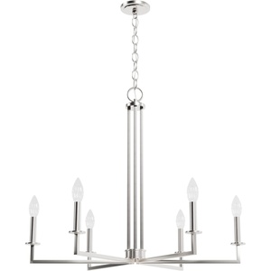 image:imageHunter  Bearden 6Light Brushed Nickel Large Chandelier Dimmable Candle Shaped for Bedrooms Kitchens Dining Living Rooms  19621
