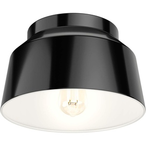 image:imageHunter  Cranbrook 1Light Matte Black Medium Size Flush Mount Light Dimmable Modern Style Bell Shaped for Bedrooms Kitchens Foyers Bathrooms  19023Matte Black Finish