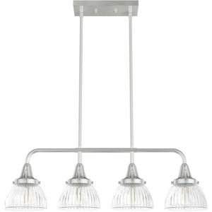 image:imageHunter  Cypress Grove 4Light Brushed Nickel Large Chandelier Dimmable Transitional Style Linear Shaped for Bedrooms Kitchens Dining Living Rooms  19326