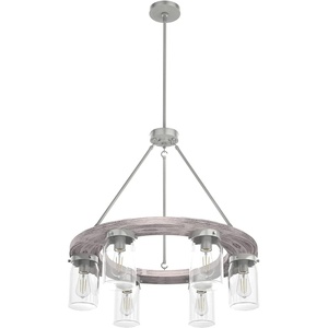 image:imageHunter  Devon Park 6light Onyx Bengal Large Chandelier Dimmable Rustic Style Wagon Wheel Shaped for Bedrooms Kitchens Dining Living Rooms  19210Brushed Nickel
