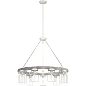 image:imageHunter  Devon Park 9light Brushed Nickel Large Chandelier Dimmable Rustic Style Wagon Wheel Shaped for Bedrooms Kitchens Dining Living Rooms  19246