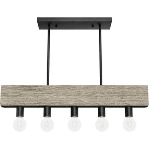 image:imageHunter  Donelson 5Light Natural Black Iron Large Chandelier Dimmable Transitional Style Linear Shaped for Bedrooms Kitchens Dining Living Rooms  13055Rustic Iron