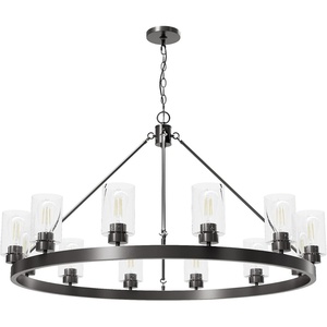 image:imageHunter  Hartland 12light Noble Bronze Extra Large Chandelier Dimmable Transitional Style Wagon Wheel Shaped for Bedrooms Kitchens Dining Living Rooms  13061