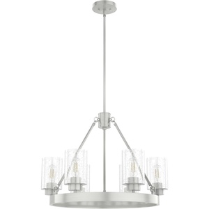 image:imageHunter  Hartland 6light Brushed Nickel Large Chandelier Dimmable Casual Style Wagon Wheel Shaped for Bedrooms Kitchens Dining Living Rooms  19161Brushed Nickel