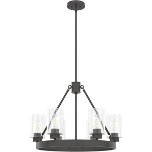 image:imageHunter  Hartland 6light Brushed Nickel Large Chandelier Dimmable Casual Style Wagon Wheel Shaped for Bedrooms Kitchens Dining Living Rooms  19161Noble Bronze