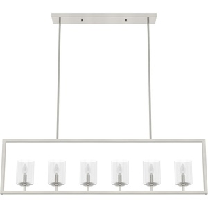image:imageHunter  Kerrison 6light Natural Black Iron Extra Large Chandelier Dimmable Linear Shaped for Bedrooms Kitchens Dining Living Rooms  19548Brushed Nickel