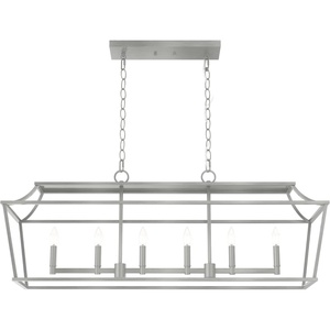 image:imageHunter  Laurel Ridge 6Light Natural Black Iron Extra Large Chandelier Dimmable Formal Style Linear Shaped for Bedrooms Kitchens Dining Living Rooms  19077Brushed Nickel