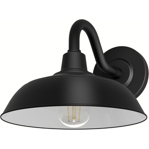 image:imageHunter  Mill Valley 1Light Matte Black Outdoor Wall Light Dimmable Transitional Style Dome Shaped for Patios Walkways Garages  46002