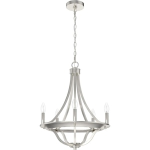 image:imageHunter  Perch Point 5Light Brushed Nickel Casual Style Dimmable Medium Size Chandelier for Bedrooms Kitchens Dining Living Rooms  19425